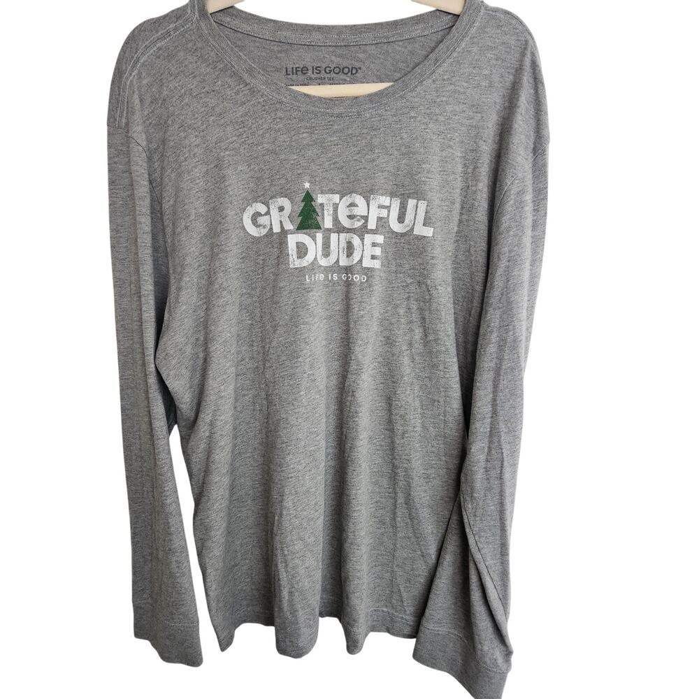Life Is Good Mens Crusher Tee LS Holiday Grateful Dude T-Shirt Christmas Size L
